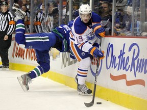 Oilers rookie Justin Schultz survived heavy forechecking pressure just fine in his debut. He's apt to face a lot more of it against the San Jose Sharks Tuesday. (Photo: Zimbio)