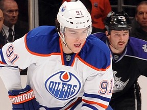 Edmonton Oilers forward Magnus Paajarvi in action against the host Los Angeles Kings Nov. 3, 2011 at Staples Center. Photo by Andrew D. Bernstein/NHLI via Getty Images