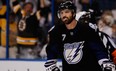 Defenceman Brett Clark, shown here as a member of the Tampa Bay Lightning during the 2011 NHL playoffs, has been signed by the Minnesota Wild. Clark had been playing with the AHL Oklahoma City Barons, farm team of the Edmonton Oilers. Photo by Eliot J. Schechter, Getty Images