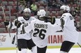 Western Michigan University defenceman Dan DeKeyser, right, will meet with Edmonton Oilers representatives, possibly including defenceman Justin Schultz, in Toronto this week, likely Wednesday. Photo by Carlos Osorio, Associated Press