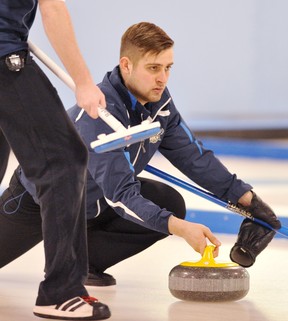 SHAUGHN BUTTS/EDMONTON JOURNAL

Skip Matt Brown led his NAIT rink to the Canadian Colleges Athletic Association curling championship Saturday afternoon at the Avonair Curling Club.

NAIT skip Matt Brown won the Canadian Colleges Athletic Association men's curling championship Saturday by defeating  McEwan University's Jordan Steinke in the final at the Avonair Curling Club.