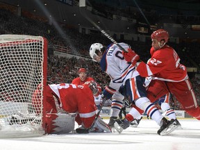 Magnus Paajarvi has been one of the few Oilers to take the play to the opposition's net.  (Photo by Dave Reginek/NHLI via Getty Images)