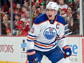 Shawn Horcoff marked his return to the Edmonton Oilers line-up with a crucial powerplay goal.  (Photo by Bill Smith/NHLI via Getty Images)