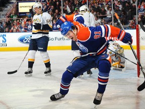 Happy days are here again -- Magnus Paajarvi celebrates another goal. (Photo by Andy Devlin/NHLI via Getty Images)