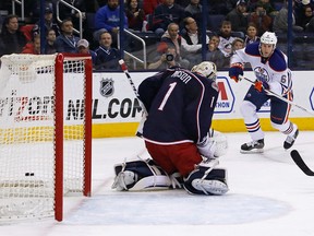 Ryan Whitney scores a goal in a game against the Columbus Blue Jackets (Photo: Kirk Irwin/Getty Images)