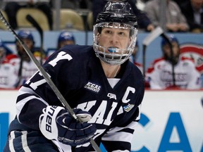 Andrew Miller, captain of the NCAA champion Yale Bulldogs, has signed a one-year contract with the Edmonton Oilers. Photo by Justin K. Aller, Getty Images