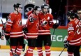 Canada's first powerplay unit was firing on all cylinders on Friday. (L-R) Justin Schultz, Steven Stamkos, Andrew Ladd, and Claude Giroux all had multiple-point games as Canada's win over Belarus. (Photo: The Canadian Press)