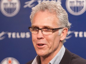 Edmonton Oilers GM Craig MacTavish, here speaking at a news conference April 29, 2013, is on the lookout for new role players to attract to his lineup next season. Photo by Greg Southam, Edmonton Journal
