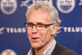 Edmonton Oilers GM Craig MacTavish, here speaking at a news conference April 29, 2013, is on the lookout for new role players to attract to his lineup next season. Photo by Greg Southam, Edmonton Journal
