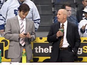Dallas Eakins and Keith Acton during their time together with Toronto Maple Leafs.