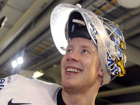 Finnish goalie Antti Raanta signed with the Chicago Blackhawks on Monday, June 3, 2013. THE CANADIAN PRESS/AP/Lehtikuva, Jussi Nukari