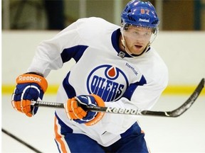 David Musil in action at Thursday's session of Oilers development camp. (Photo: Larry Wong, EDMONTON JOURNAL)