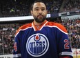 Defenceman Theo Peckham stands on the ice at Rexall Place before an Edmonton Oilers game against the Minnesoa Wild on February 21, 2013. Peckham is now an unrestricted free agent after the Oilers declined to make him a qualifying offer.