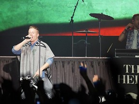 Macklemore. left, and Ryan Lewis at the Shaw Conference Centre in Edmonton. Photo by Ian Stewart/Edmonton Journal.