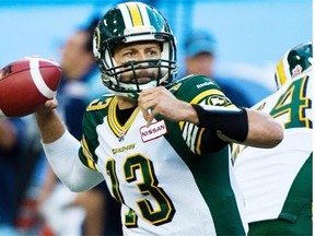 Edmonton Eskimos quarterback Mike Reilly throws the ball.
Photograph by: Nathan Denette, The Canadian Press