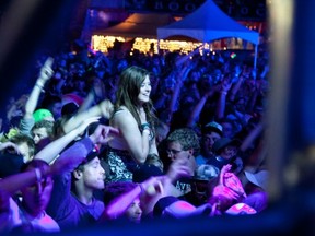 Fans gather to watch Kaskade perform at  Boonstock in 2012. Photo by: Brandy Palichuk.