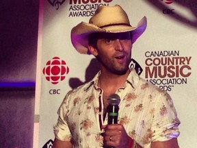 Dean Brody talks to reporters at the Canadian Country Music Association Awards.