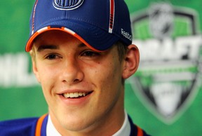Defenceman Oscar Klefbom at the NHL Entry Draft in June 2011 after being selected 19th overall by the Edmonton Oilers.