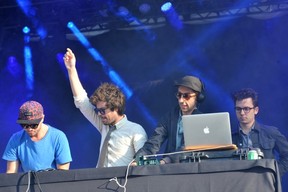 Don't they look excited? Passion Pit played a DJ set at Sonic Boom on Sunday, Sept. 1 at Northlands in Edmonton. Photo by Shaughn Butts/Edmonton Journal.