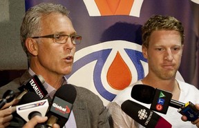 EDMONTON,  ALBERTA: SEPTEMBER 4,2013-- Oilers GM Craig MacTavish and forward Ales Hemsky to speak to media at at Rexall Place on September 4, 2013 in Edmonton. Greg Southam/Edmonton Journal