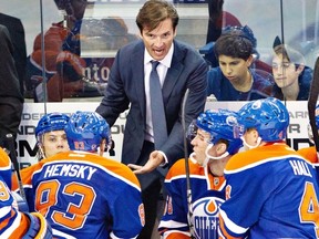 "Get back out there!" Dallas Eakins clearly intends to give Taylor Hall plenty of ice time this season. (Photograph by: JASON FRANSON , THE CANADIAN PRESS)