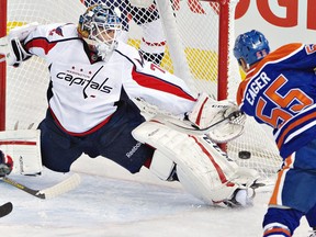 On a night when the Oilers were stymied five-on-five by Washington goaltender Braden Holtby, the power play came up empty once again.
Thursday October 24, 2013. THE CANADIAN PRESS/Jason Franson