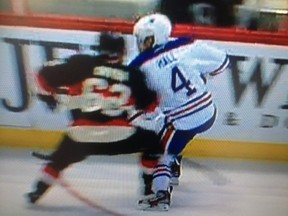 Gryba nails Hall knee-on-knee