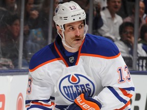 Mike Brown in action with the Edmonton Oilers on Oct. 12, 2013, against the Toronto Maple Leafs.