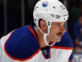 Mike Brown skates against the New York Islanders at the Nassau Veterans Memorial Coliseum on October 17, 2013 in Uniondale, N.Y. The Edmonton Oilers traded Brown to the San Jose Sharks on Oct. 21 for a fourth-round draft pick.