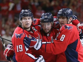 Nicklas Backstrom, Mike Green and Alex Ovechkin are three pretty good reasons the Washington Capitals sport a deadly powerplay. (Photo: Bruce Bennett/Getty Images North America)
