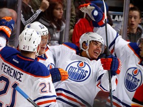 To the victor go the smiles. (Photo by Gerry Thomas/NHL via Getty Images)