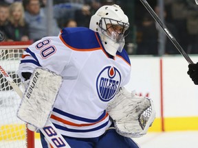 Ilya Bryzgalov of the Edmonton Oilers makes a save on Dec. 1, 2013 in Dallas.