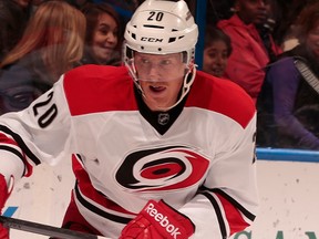 Carolina Hurricanes forward Riley Nash in action in November 2013.