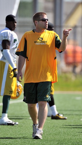 EDMONTON, ALBERTA: JUNE 29, 2010 - Edmonton Eskimos quarterbacks offensive coordinator Kevin Strasser at team practise June 29, 2010. (Photo by Larry Wong/Edmonton Journal)