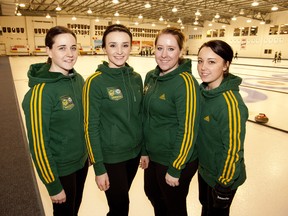 From left, Alberta's junior women's championship team of Claire Tully, Taylor McDonald, Keely Brown and Kelsey Rocque are competing in the Canadian championships at Liverpool, N.S., this week.