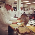 Hugh McPhail of the Edmonton Gentlemen's Dinner Club prepares dessert.