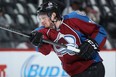 Nathan MacKinnon of the Colorado Avalanche warms up prior to facing the Minnesota Wild Game Five of the First Round of the 2014 NHL Stanley Cup Playoffs at Pepsi Center on April 26, 2014 in Denver.