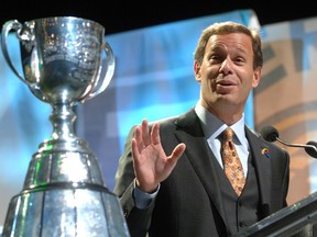 CFL Commissioner Mark Cohon speaks at a news conference at Casino Regina announcing the 2013 Grey Cup game and festival is coming to Regina, Saskatchewan. The 101st Grey Cup game will be played on Sunday, November 24th, 2013 at Mosaic Stadium. Photo taken in Regina on October 12, 2011