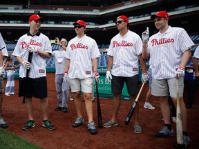 NHL prospects (from left) Michael Dal Colle, Sam Bennett, Sam Reinhart, Aaron Ekblad and Leon Draisaitl didn't go to Philadelphia just for batting practice.