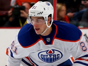 Defenceman Taylor Fedun of the Edmonton Oilers skates in the second period against the Philadelphia Flyers at Wells Fargo Center on Nov. 9, 2013 in Philadelphia.