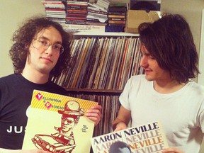 Renny Wilson, left, and his cousin Michael Rault compare some of their favourite albums.