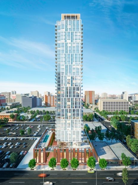 The parking lot north of Boston Pizza at 10160-10168 106th St. will become a 36-storey condo tower containing 240 luxury units called Jasper House.
