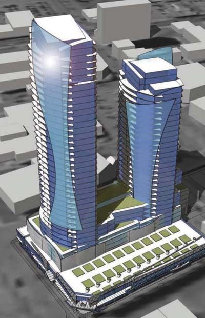  Artist rendering of the podium entry for the proposed Yorkton Towers that will be built North of 105th Avenue between 97th Street and 98th Street in Edmonton's Chinatown.