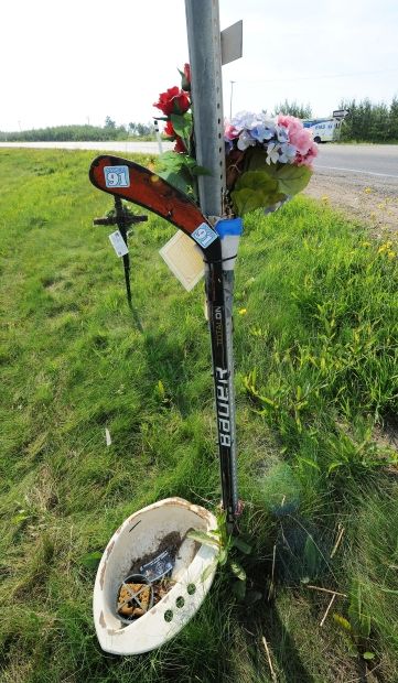 A memorial to a car accident 