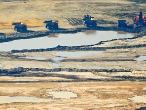 An aerial view of Syncrude’s North Mine oilsands mining operation north of Fort McMurray.