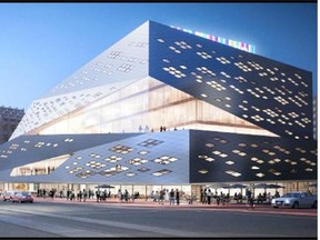 Artistic rendering of the Stanley A. Milner library revitalization project.