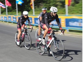 Athletes train on Tuesday, Aug. 26, 2014, at Edmonton’s Hawrelak Park for the World Triathlon Series Grand Final, which will be held Aug. 27-Sept. 1.