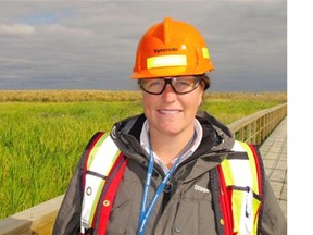 Syncrude environmental scientist Jessica Piercey, project lead on the Sandhill Fen research watershed.
