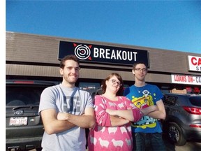 Mike Thompson, Josh Cannan and Chloe Kozicki were among the first players to test their wits at Break Out, a live-action escape game.