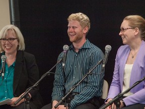 Panelists Joel Wegner, Meghan Dear and Deepak Gupta share their experiences in turning an idea into a business at a recent Capital Ideas panel.